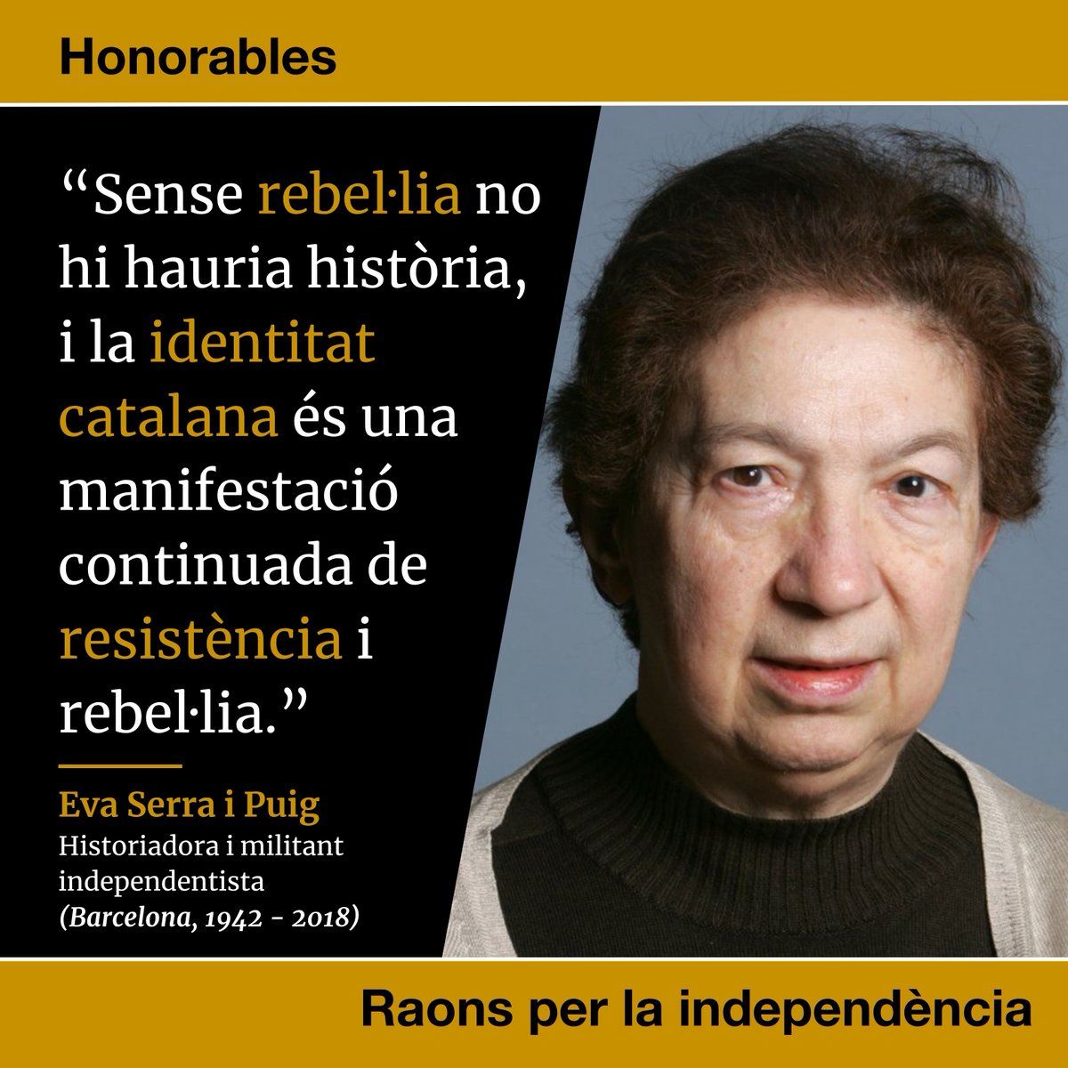QuimTorraiPla's tweet photo. #taldiacomavui de 2018 va morir la historiadora Eva Serra i Puig, que havia lluitat tota la vida per la independència dels Països Catalans, com el seu germà Josep i la seva germana Blanca, morta ara fa tres mesos. Continuem el camí cap a la independència #raonsperlaindependència https://t.co/cdHRCBnXuE