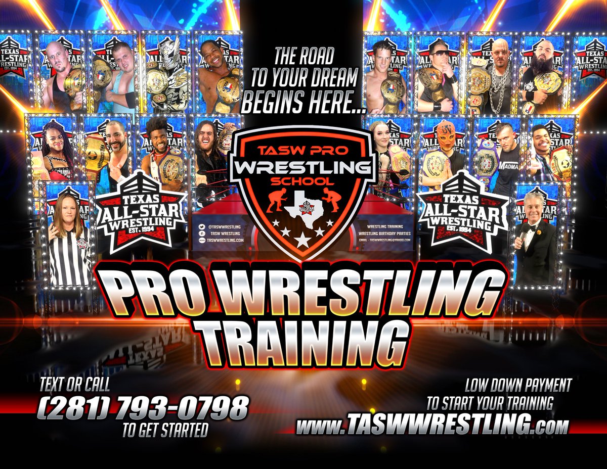 TASWwrestling's tweet photo. So many great things are going on in the Wrestling world today. Do you think you have what it takes to be the next local star or maybe even make it to the big time? Join the TASW Wrestling School and find out. You will never know until you try! Start making your DREAMS come true! https://t.co/M5bZOk1eqD