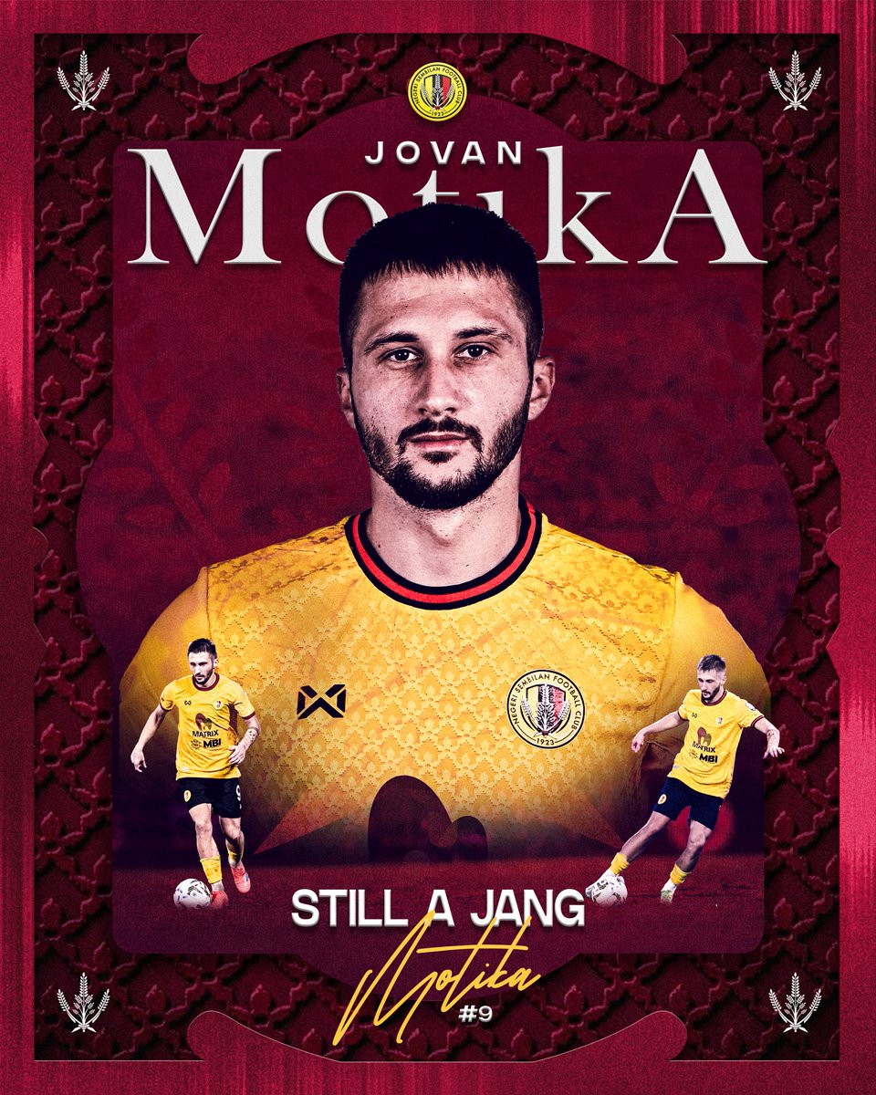 nsfc1923's tweet photo. 🚨 JOVAN MOTIKA STILL A JANG! 🚨

Kekal berbisa di sebelah sayap! Negeri Sembilan FC dengan bangganya mengumumkan bahawa kelajuan dan ketajaman Jovan Motika akan terus memperkuatkan #TheJangs apabila beliau menandatangani lanjutan kontrak sehingga tahun 2028! https://t.co/EVxxclEXcW