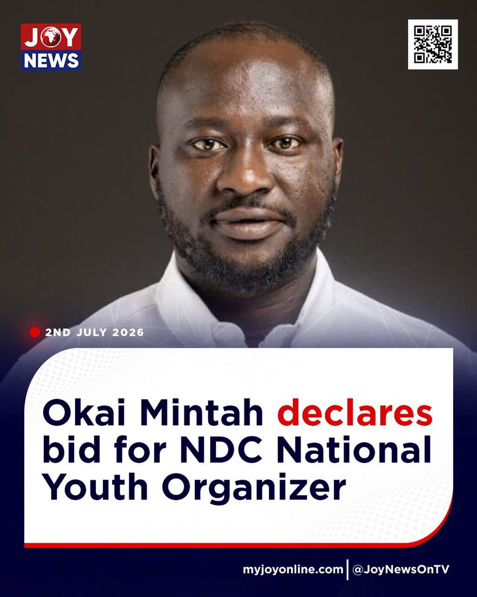 MoniAlhaji1's tweet photo. The Incoming National Youth Organiser, Chairman Okai Mintah declares his bid to lead the National Youth Wing of the ruling NDC. #YouthPower #WithImmediateEffect https://t.co/7AsRNskR64