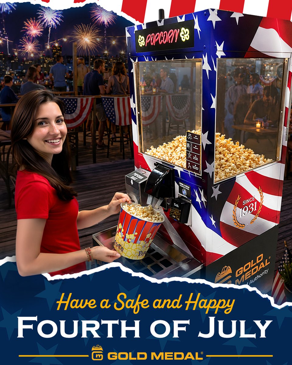 GMPopcornFan's tweet photo. Celebrating the 4th of July weekend & America's 250th Birthday in style with the custom graphics on our ReadyServe® One! Interested in a custom popcorn dispenser? Learn more at: https://t.co/96kQDQB1pk
#4thofJuly #IndependenceDay #Amercia250 #popcorn #funfoods #FunFoodAuthority https://t.co/T9ICvbcaYu