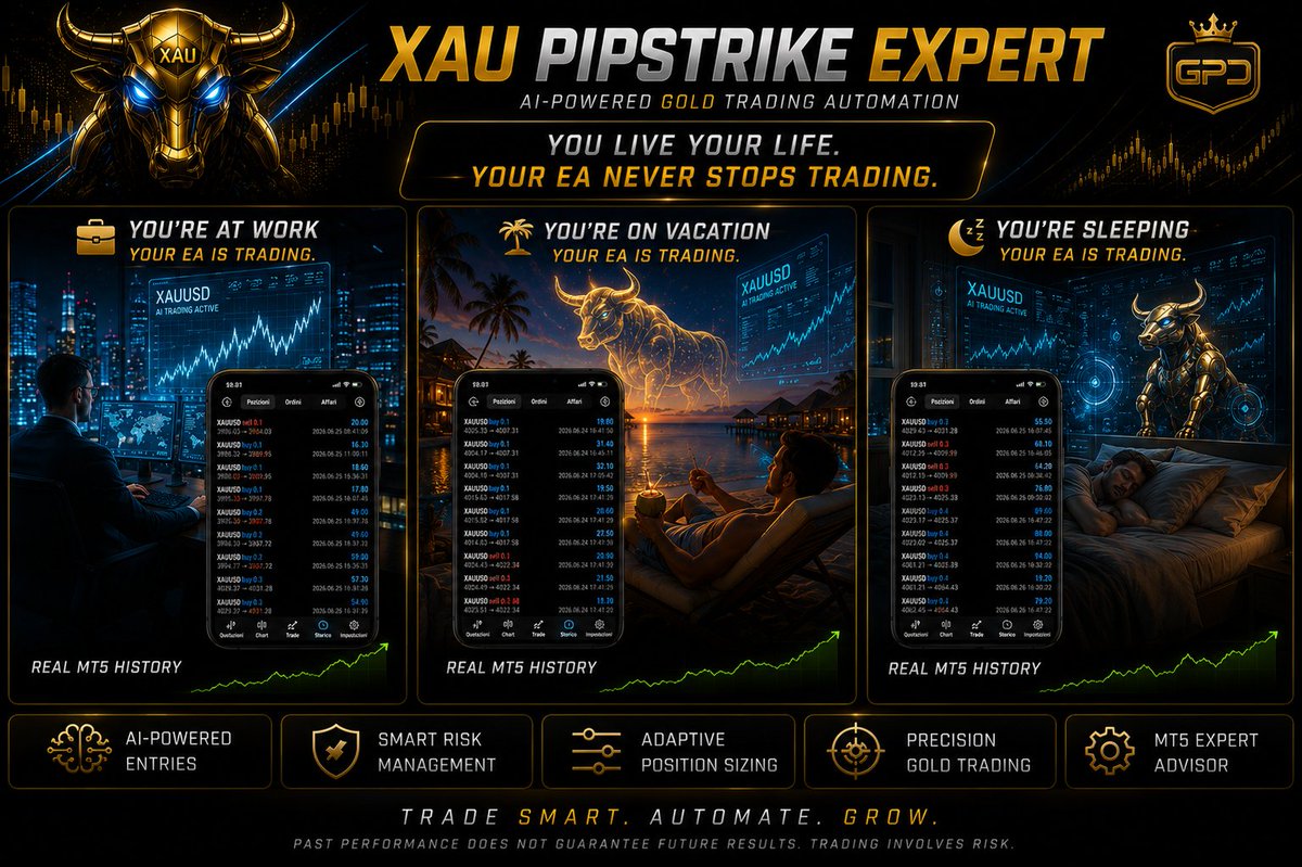 LehaciValentin's tweet photo. Pipstrike Expert trades Gold 24/7. Fully automated, smart risk management, and precision execution in MT5. 🤖📈 https://t.co/n8hIqtAF4Z