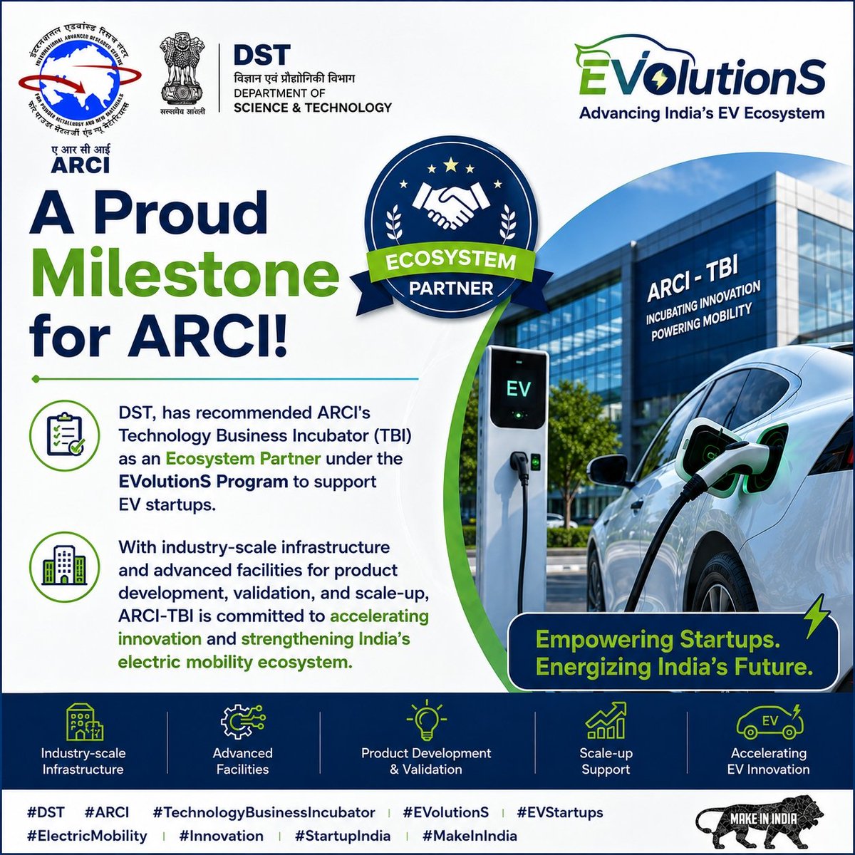 arci_res_in's tweet photo. #DST #ARCI #TechnologyBusinessIncubator #EVolutionS #EVStartups #ElectricMobility #Innovation #StartupIndia #AtmanirbharBharat
@VijayRavula26 @waghmare16 @IndiaDST @Ashutos61 @DrJitendraSingh https://t.co/z2LsiHs87j