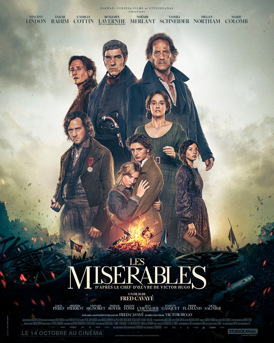 StudiocanalFR's tweet photo. Découvrez l'affiche du film événement !
LES MISÉRABLES, d'après le chef-d'œuvre de Victor Hugo, un film de Fred Cavayé avec Vincent Lindon, Tahar Rahim, Camille Cottin, Benjamin Lavernhe, Noémie Merlant, Vassili Schneider, Megan Northam, Marie Colomb et Louis Peres​. Le 14 octobre au cinéma.