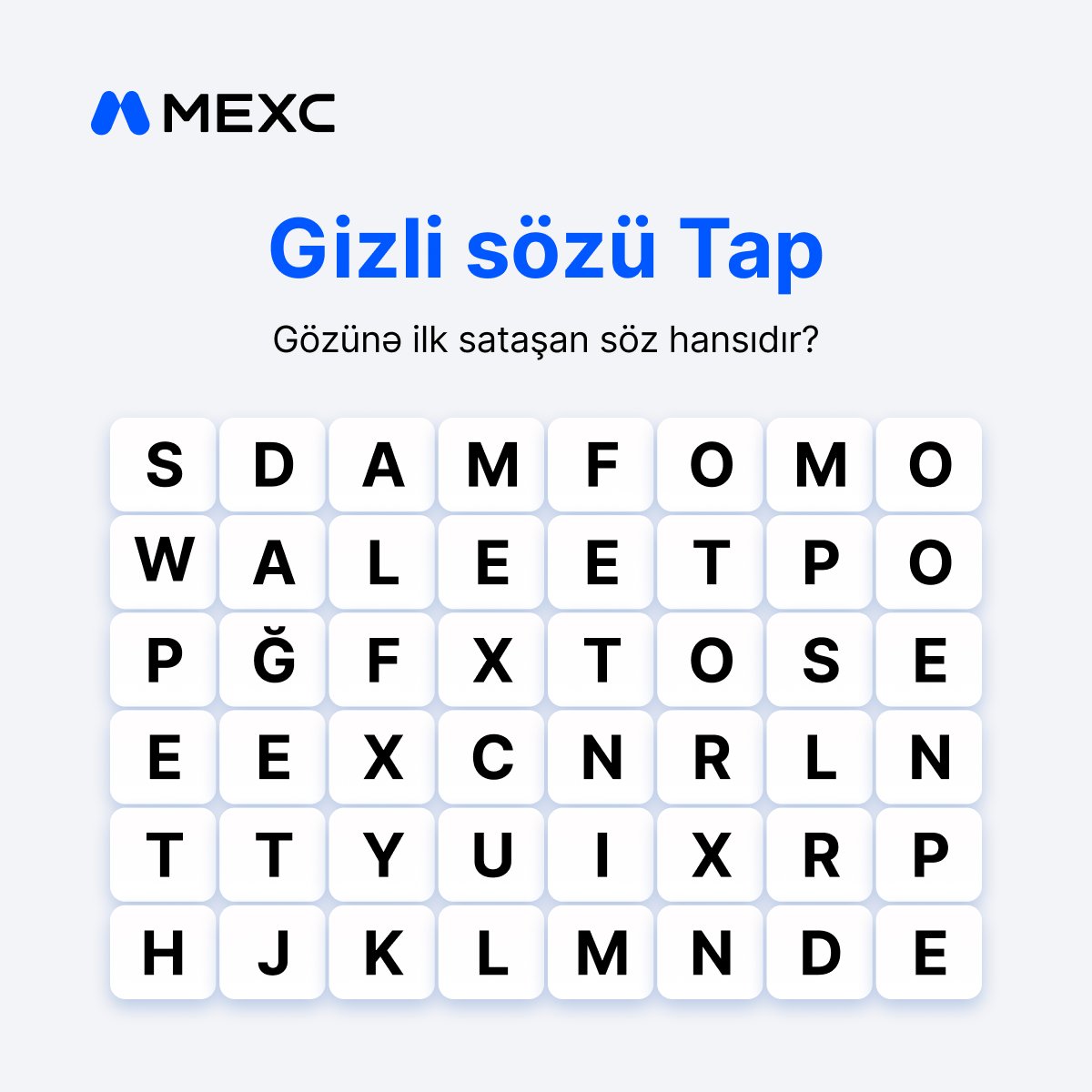 MEXC_AZ's tweet photo. Gizlənmiş Sözləri Tapa Bilərsən? 🧙‍♂️

🎁Sadə addımları tamamlayan şanslı 3 nəfər 10 USDT Bonus Qazanır!

Şərtlər
✅MEXC Instagram hesabını izlə
https://t.co/dTMpgZb22D
✅Bu Tweeti Bəyən və RT-lə
✅Tapdığın sözləri UID-in ilə birlikdə şərhlərdə paylaş

🗓 Qaliblər 6 İyul günü elan olunacaq!