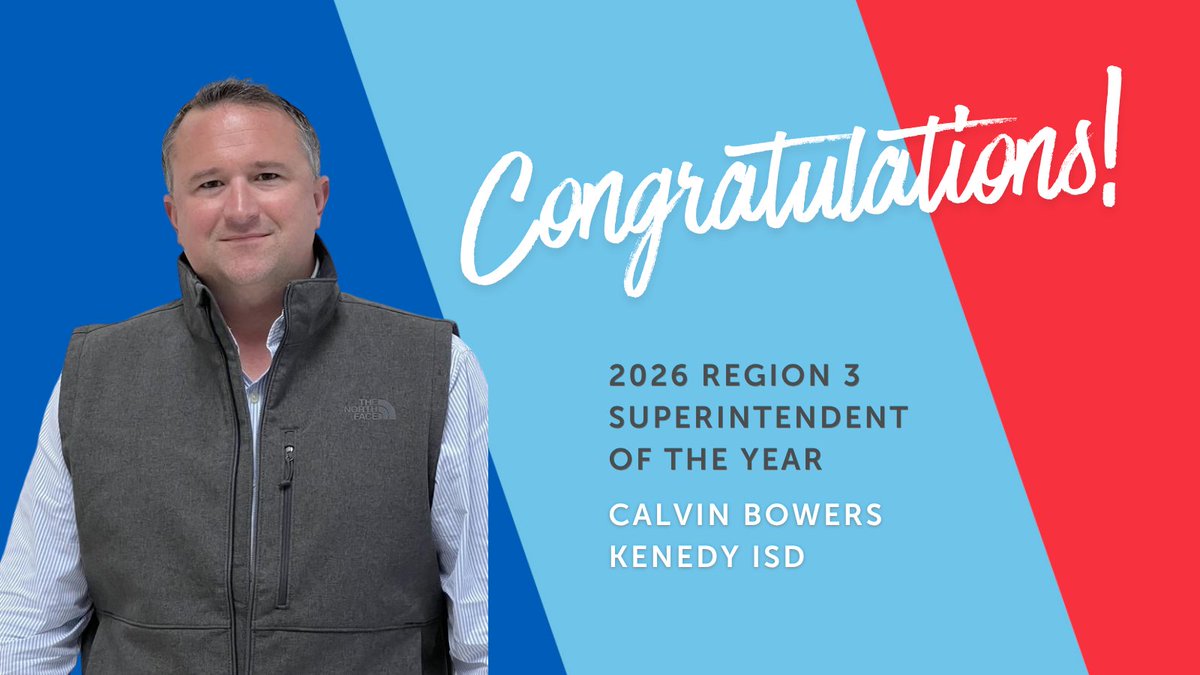 tasanet's tweet photo. Congrats to @KenedyISD Superintendent Calvin Bowers for being named @R3ESC Superintendent of the Year for 2026! #txed #InspiringLeaders https://t.co/N0bTL4LZfz