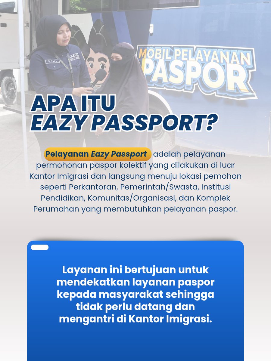 imipadang's tweet photo. Hai Sahabat Mido!

Kini mengurus paspor tidak harus selalu datang ke Kantor Imigrasi. Melalui layanan Eazy Passport, petugas Imigrasi hadir langsung ke lokasi pemohon untuk memberikan pelayanan permohonan paspor secara kolektif. https://t.co/R0lOKPp1JC