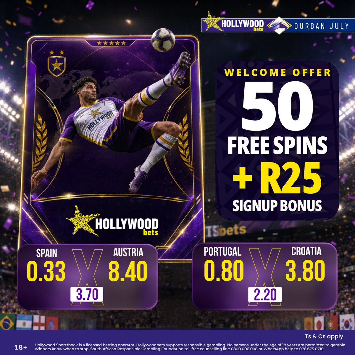 Matash_SA's tweet photo. Spain vs Austria🔥🔥

Portugal vs Croatia 🔥🔥

What a blockbuster of fixtures ⚽️✅

Open a Hollywoodbets account now and get a 𝗥𝟮𝟱 𝗕𝗼𝗻𝘂𝘀 + 𝟱𝟬 𝗙𝗿𝗲𝗲 𝗦𝗽𝗶𝗻𝘀 instantly!

Sign up here: 👉 https://t.co/cK1lQtd1DT to unlock your bónus.
 
Ts &amp; Cs Apply | 18+ https://t.co/0OKYyhrz80