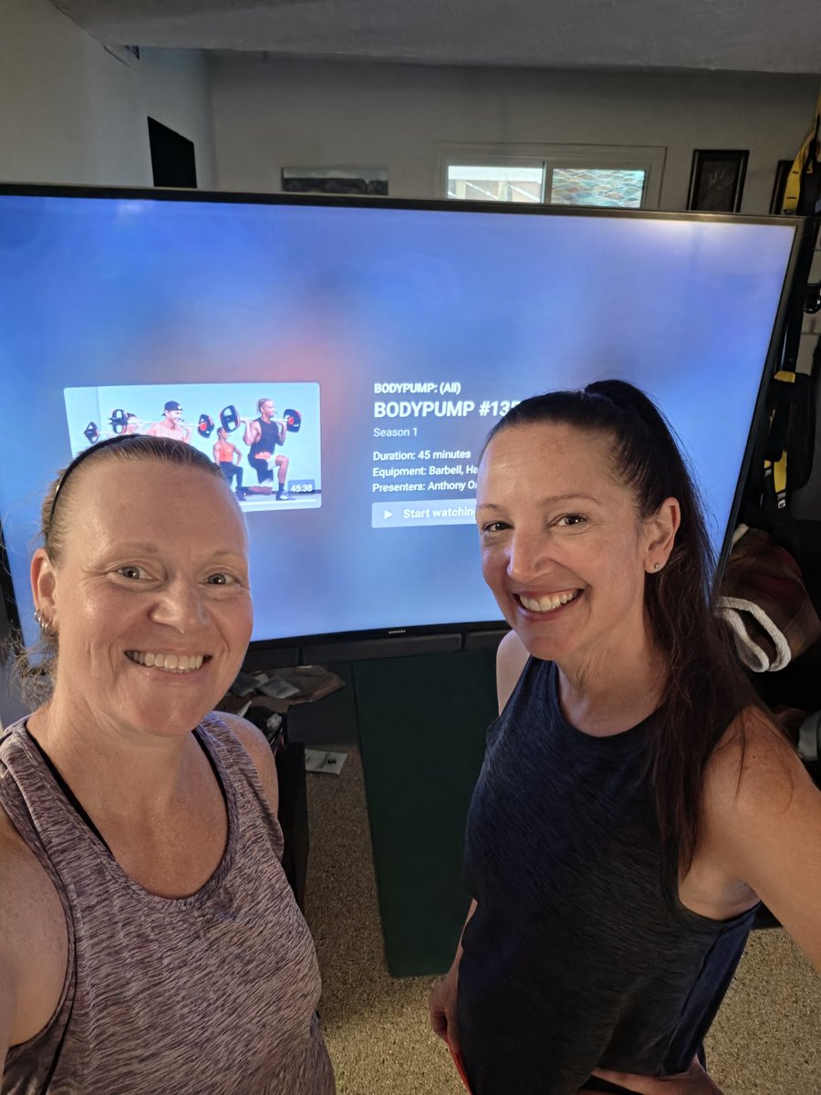 lattnerwellness's tweet photo. Les Mills Pump 135 = 47 minutes,max HR 155, avg HR 122, 312 calories burned, 18 vigorous,  and 20 moderate zone minutes, and increased the squat track weights. And Stephanie survived her first Les Mills workout!! https://t.co/nWOQVh1LHz