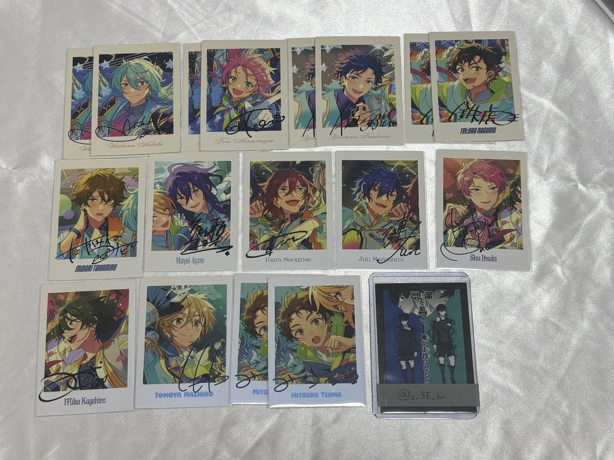 s_SE_hr's tweet photo. 【交換】あんスタ あんさんぶるスターズ ぱしゃっつ 10th 10周年

譲）画像参照
求）千秋 奏汰 ひなた ゆうた 晃牙 アドニス なずな ライカ各1＞北斗 こはく（友人分1枚）

コンプ目的のため推し以外も探しております。ご不快に思う方はご遠慮ください。
郵送での交換を希望しております。 https://t.co/ujeMGZtcgX