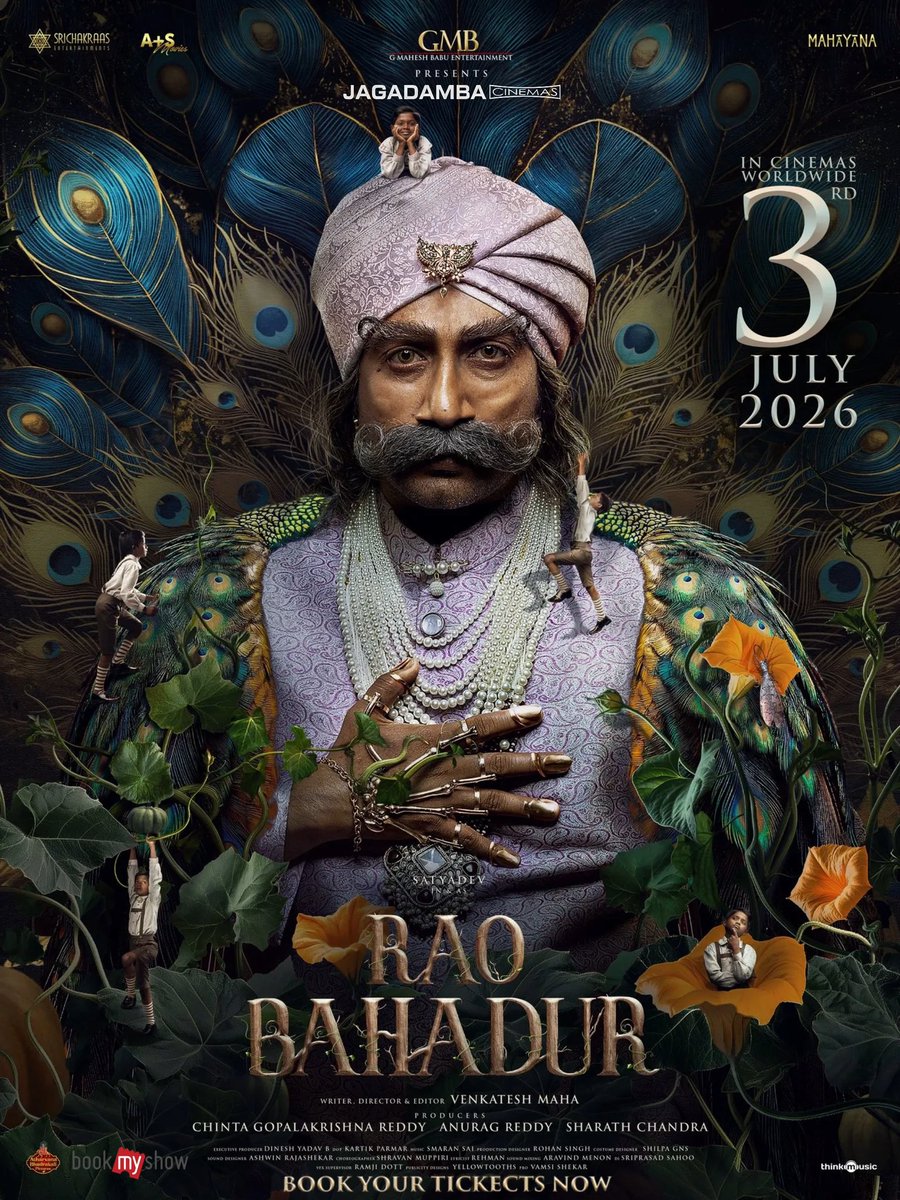 Jagadambacinema's tweet photo. "అనుమానం పెనుభూతం" 
🧐🪳

EXPERIENCE TELUGU CINEMA LIKE NEVER BEFORE 🔥 

#raobahadur 

 At @Jagadambacinema from July 3rd 2026 

Book your tickets now 🎟️ @bookmyshow

@ActorSatyaDev
@mahaisnotanoun @RaoBahadurMovie @GMBents 

 #actorsatyadev #maheshbabu #venkateshmaha https://t.co/UZzQ9bKJ4s