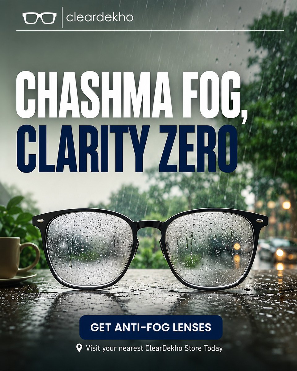 Cleardekho's tweet photo. Stay one step ahead this monsoon with Anti-Fog Lensesβdesigned to keep your vision clear when the weather isn't.
#ClearDekho #Billioneyes #AntiFogLenses #MonsoonReady #ClearVision #Eyewear #EyeCare #VisionCare #Glasses https://t.co/XizILXXt19
