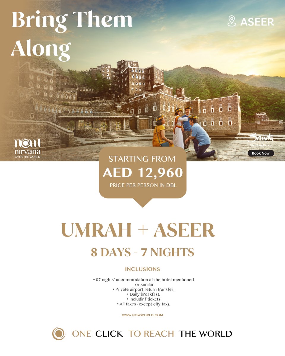nirvanaoverthe1's tweet photo. Your next journey starts here.

Book now with NOW!

#UmrahJourney #FamilyTravel #VisitSaudi #SpiritualJourney #TravelWithNOW https://t.co/0xgS7F1bIo
