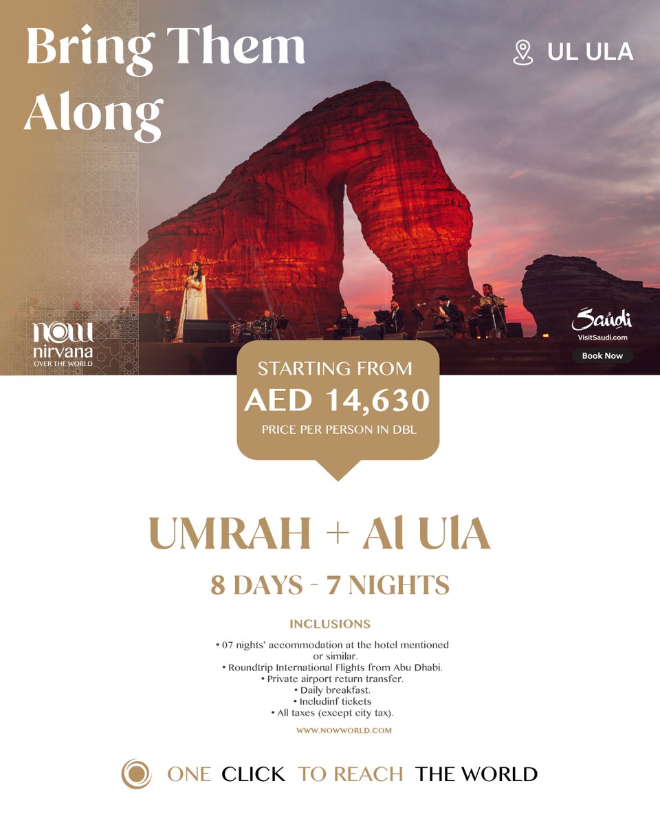nirvanaoverthe1's tweet photo. Your next journey starts here.

Book now with NOW!

#UmrahJourney #FamilyTravel #VisitSaudi #SpiritualJourney #TravelWithNOW https://t.co/0xgS7F1bIo