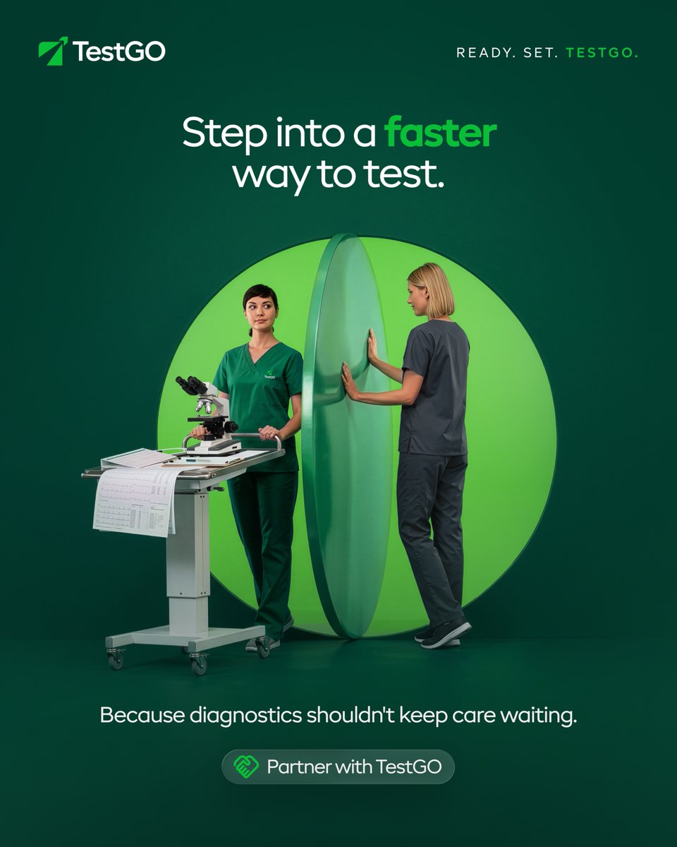 TestGo_Official's tweet photo. Step into faster diagnostics with TestGO. Built for clinics, hospitals, and care teams that can't afford to wait.
#ReadySetTestGO #LabPartner #HealthcareDiagnostics https://t.co/WNm9tHi7ih