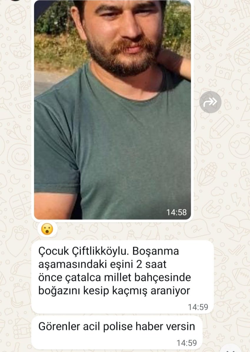 Rfatince25's tweet photo. Son Dakika Çatalca Millet Bahçesinde Boşanmak üzere olan bir koca eşinin boğazından kesti !..

@aykiri @yirmiucderece @siyahsancakx @memleketyoutube @ https://t.co/zLQKXmGxGb