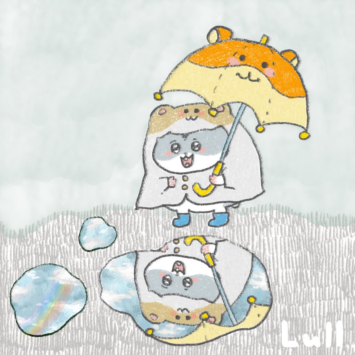 lull2562's tweet photo. あっという間に7月…！モフモフ動物も人間も夏バテしませんように🌻
#ハムスター　#イラスト　#今月描いた絵を晒そう https://t.co/elvWDA0971