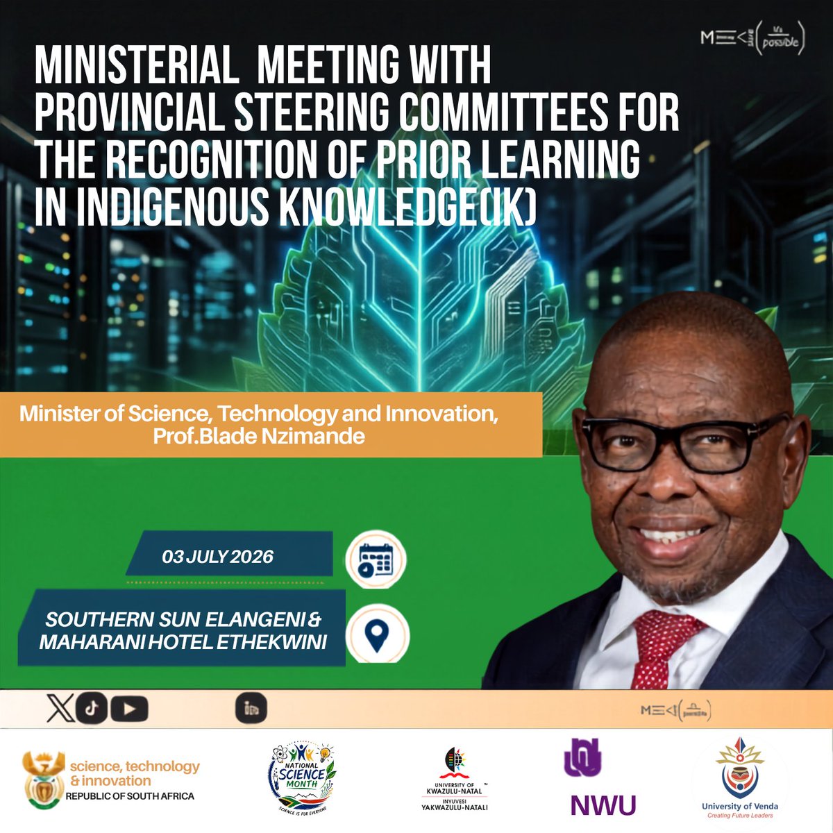 dstigovza's tweet photo. Minister of Science, Technology and Innovation, Prof. Blade Nzimande will meet with IK stakeholders tomorrow to discuss among others progress made in creating opportunities for IK practitioners. https://t.co/p5aceSiP7g