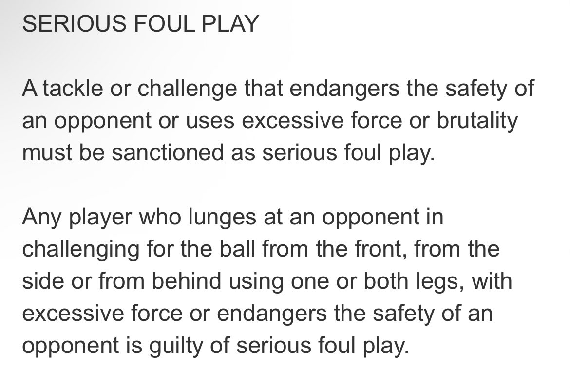 pjshoee's tweet photo. @iugradtwotimes @hoosiercommish name em. malice or intent is not apart of the ifab criteria for serious foul play. this is law 12 of the laws of the game. https://t.co/7kEiJ2KsqZ