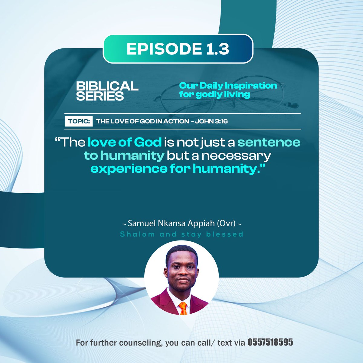 AppiahNkansa's tweet photo. New Episode Alert!!!  #Episode1.3 #TheLoveOfGodInAction #John3:16 #BiblicalSeries #GloryToJesus(GTJ) https://t.co/ZgI4VGI4sH
