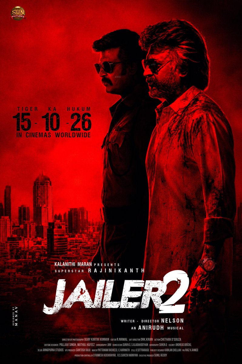Itz_Manav_23's tweet photo. TIGER KA HUKUM.... 15-10-26! 🔥
Poster work for #Jailer2

#SuperstarRajinikanth #Dharman #KHxRK https://t.co/dn4AQqbJQX
