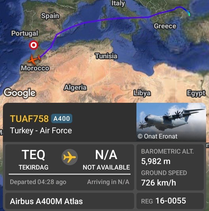 OfficielNi's tweet photo. 🇹🇷🇲🇦 Turkish Air Force aircraft also use GMMN as a stopover before continuing their flights to deliver UAVs to the Sahel region https://t.co/tO2ZvKFBNj