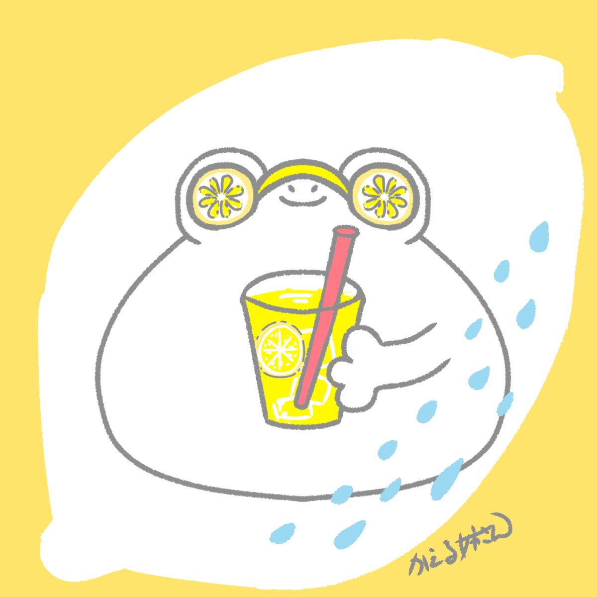 411229ayaka's tweet photo. ジメジメ暑い7月だ！レモネードでさっぱりしよう
#イラスト　#ゆるいイラスト　#甘えーる https://t.co/XocivNZf4W