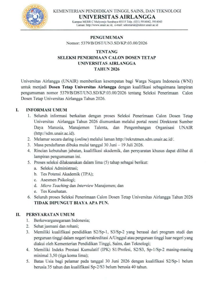 tanparevisi's tweet photo. Dr. Cenuk Widiyastrisna Sayekti, S.H., M.H., LL.M., Ph.D.

Didzolimi dan diskriminasi oleh pimpinan di universitas

Gaji 3 bulan terakhir 3.3 juta dengan rincian:
> gaji pokok = 2.6 juta 
> tunjangan lektor = 700rb (menurut Perpres Nomor 65 Tahun 2007 Lampiran I)
> artinya, uang makan & uang beras = 0 (???)

yang sangat sangat miris dari pernyataan beliau:
> semester depan (6 bulan) beliau tidak mendapatkan tunjangan serdos karena BKD dinyatakan tidak memenuhi. FYI. tunjangan serdos besarnya ±1 kali gaji pokok.
> BKD dinyatakan memenuhi apabila aspek tri dharma sesuai ketentuan, meliputi Pendidikan, pengabdian kepada masyarakat, dan penelitian. 
Ironisnya pimpinan unitnya sendiri tidak memberikan surat tugas pengabdian yg beliau lakukan yg mana itu dipersyaratkan untuk menunjang pemenuhan BKD tersebut. 
siapakah yang bertanggung jawab? Dekan kah? wakil dekan? kajur? kaprodi? ketua LPMB?
dan dengan alasan status kepegawaian tidak jelas??? padahal beliau sudah jelas statusnya, dosen tetap Non-ASN
> penelitian tidak diakui karena termasuk kegiatan ilegal??? skema internal kampus biasanya adalah hibah.. UNAIR sendiri yg menilai, UNAIR sendiri yg menentukan penerimanya, dan UNAIR sendiri yg memutuskan bahwa kegiatan beliau adalah ilegal?
> dan tahun 2026 ini, UNAIR masih membuka lowongan sekitar 55 formasi.. what??? nanti status kepegawaiannya bagaimana?
> dengan IPI 200 juta dan UKT begitu besarnya.. rasa-rasanya diskriminasi yang dialami oleh beliau tidak seharusnya terjadi

melaksanakan tri dharma PT tidak mudah, pengabdian kepada masyarakat tanpa surat tugas, artinya tidak ada insentif sama sekali dari kampus, lalu penelitian yg sudah jalan tidak dicairkan DIPA nya.. 

dengan 3.3 juta, hidup di kota besar dan untuk memenuhi tri dharma PT? sangat sangat tidak masuk akal...