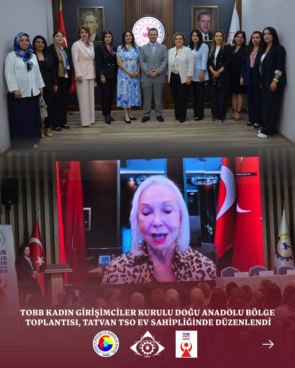 ERZURUMTSO's tweet photo. TOBB Kadın Girişimciler Kurulu Doğu Anadolu Bölge Toplantısı, Tatvan TSO ev sahipliğinde düzenlendi. 🏢

TOBB Erzurum Kadın Girişimciler Kurulu Başkanımız Kübra Alioğulları ve bölge il başkanlarımızın katılım sağladığı toplantıda; kadın girişimciliğini güçlendirecek adımları ve bölgesel iş birliklerini değerlendirdik. 💼

📍 Toplantıda Öne Çıkan Başlıklar:
✅ Kadın girişimciliğinin artırılmasına yönelik bölgesel çalışmalar
✅ İller arası iş birliği ve koordinasyonun güçlendirilmesi
✅ Bölgesel kalkınmaya katkı sağlayacak ortak projelerin geliştirilmesi

Programa çevrim içi katılarak vizyonlarını paylaşan TOBB Kadın Girişimciler Kurulu Başkanımız Sayın Nurten Öztürk'e ve organizasyonda emeği geçenlere teşekkür ediyoruz. Kadın girişimcilerimizin gücüyle bölgemizin ekonomisine katkı sunmaya devam edeceğiz. 📊

@RHisarciklioglu  @TOBBiletisim @tobb_kgk