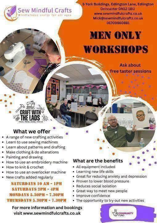 Stag_RosePPG's tweet photo. #thursday with Sew Mindful Crafts CIC
#FREE Men Only Workshop - 5.30 - 7.30pm
#enjoy #newskills #goodcompany #EndLoneliness #menonly https://t.co/39bqiOTDQN