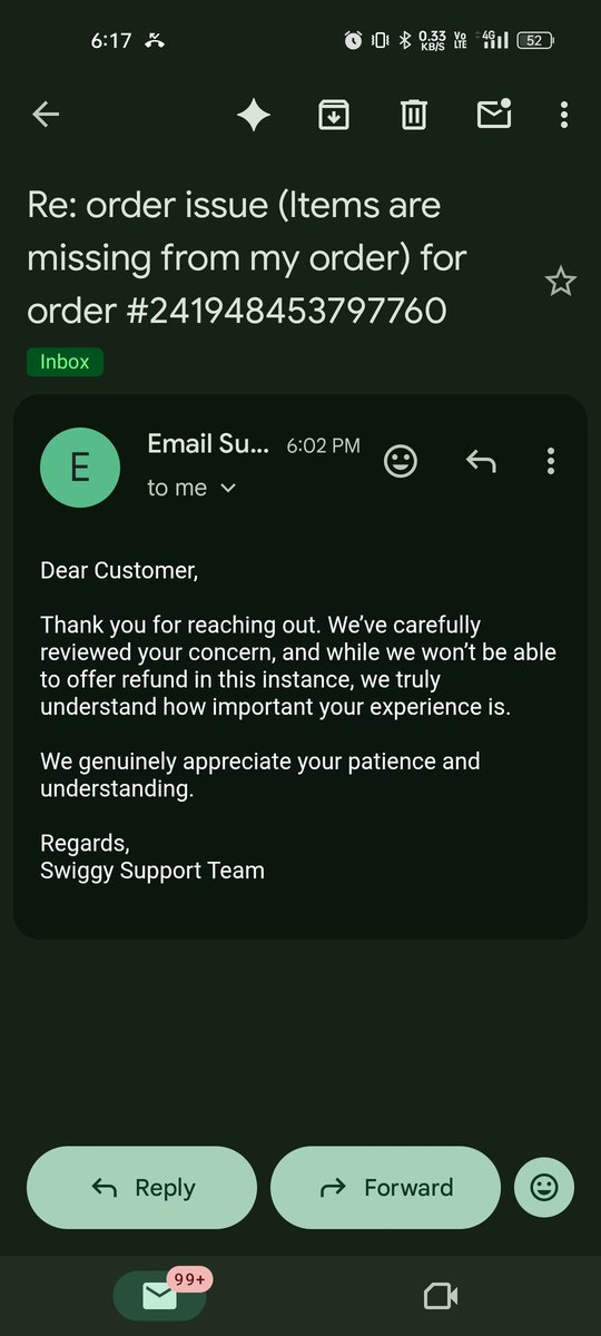 pratikk15746111's tweet photo. @Toing_Cares @Swiggy This is what I'm getting replied from your side.
Such a disappointing experience with @Toing_Cares https://t.co/g0TrtAoXW5