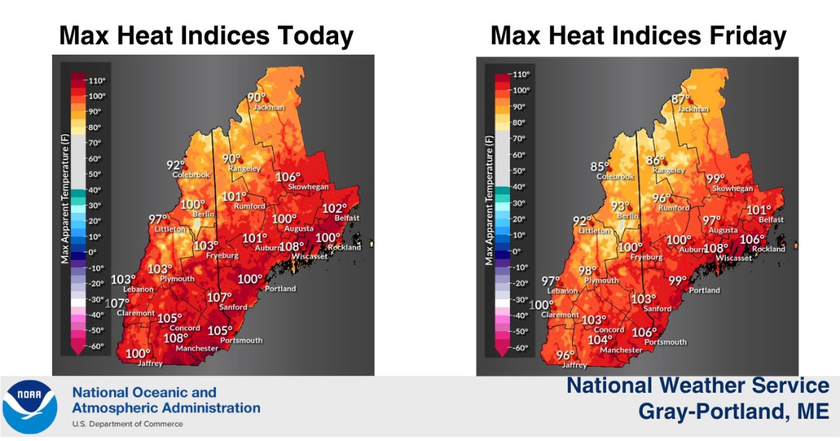 ccemaready's tweet photo. Another hot one today! Cumberland County will remain under an Extreme Heat Warning until Friday at 8pm. Temperatures are only expected to drop into the 70s at night, providing little relief from the heat. Visit https://t.co/882lUcjZ9T for cooling center locations &amp; other info https://t.co/gfCpLnD2F1