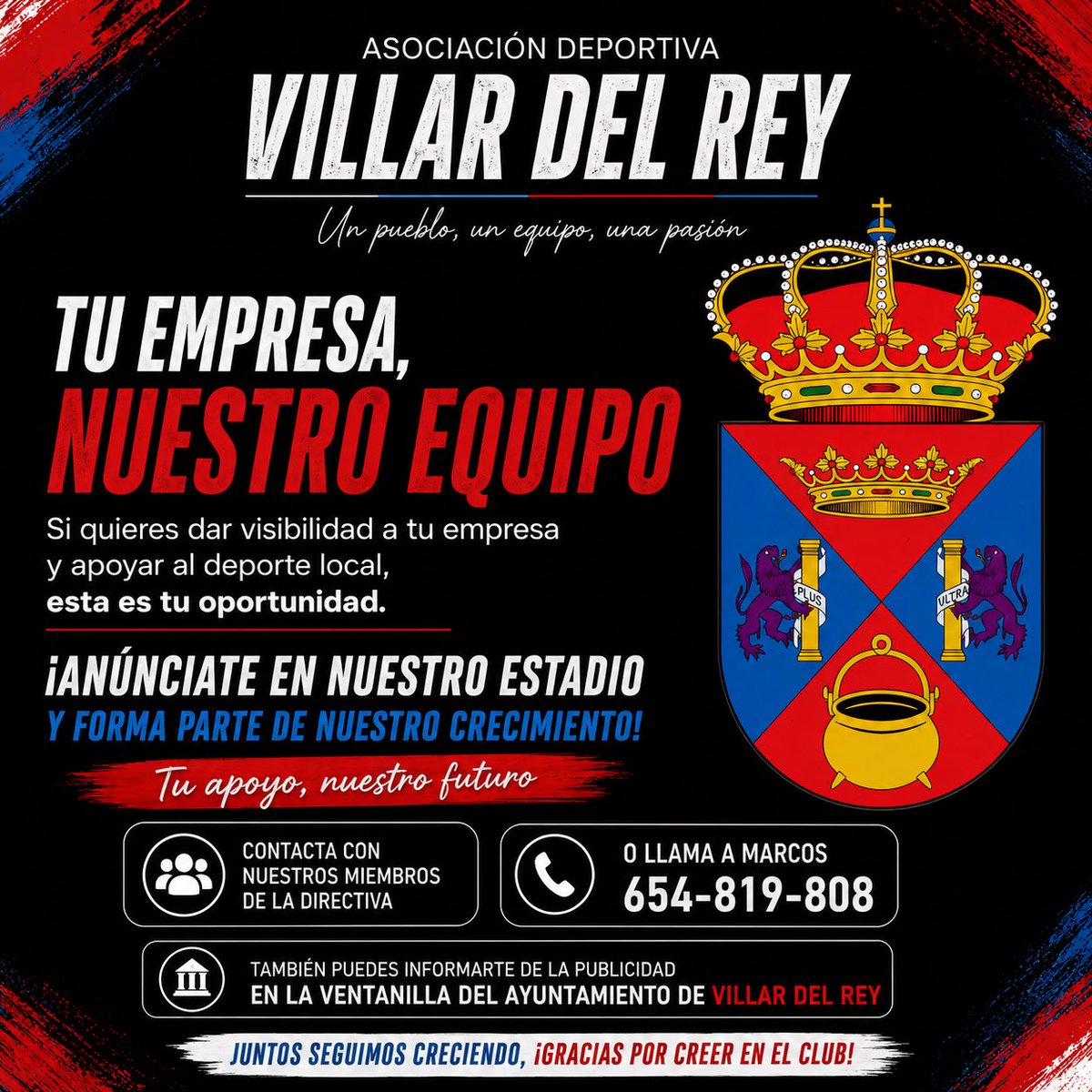 AD_VillardelRey's tweet photo. El fútbol de nuestro pueblo crece contigo. 

Colabora con la A.D. Villar del Rey. ❤️ https://t.co/Se3yIRfHqm