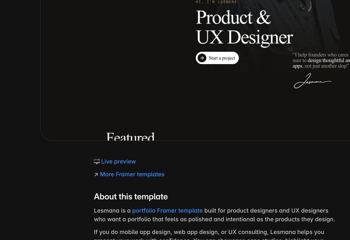 essadonzo's tweet photo. Hey @Framer Any chance to make the preview button visible? I honestly feel it shouldn't be hidden. Many creators now add "Preview" at the top of their template descriptions, which feels like a workaround for something the button already solved. @aandreug @jornvandijk https://t.co/Q4EGYL0CS3