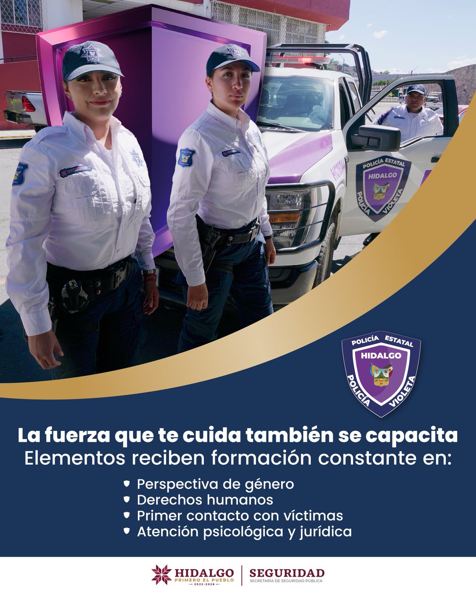 castillolyly's tweet photo. La Policía Violeta se fortalece con preparación. 🎓
Los elementos de la #SSPH reciben formación en perspectiva de género, derechos humanos y atención a víctimas.
#PolicíaVioleta
#PrimeroElPueblo https://t.co/aPMmgSJvGm