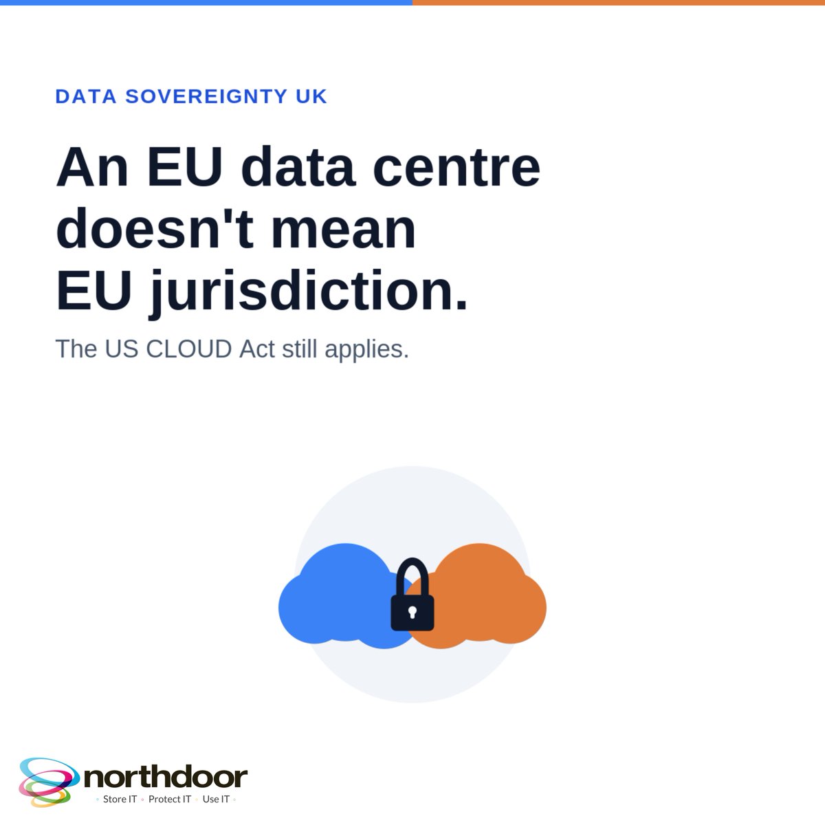 Northdoorplc's tweet photo. An EU data centre ≠ EU-only jurisdiction. 
US CLOUD Act applies if provider is US-incorporated. 
Know who can access your data. 

https://t.co/kM4yGH4P1X 
#DataSovereignty #CyberSecurity #GDPR #CloudSecurity #DataGovernance https://t.co/NjRkiU9xTS