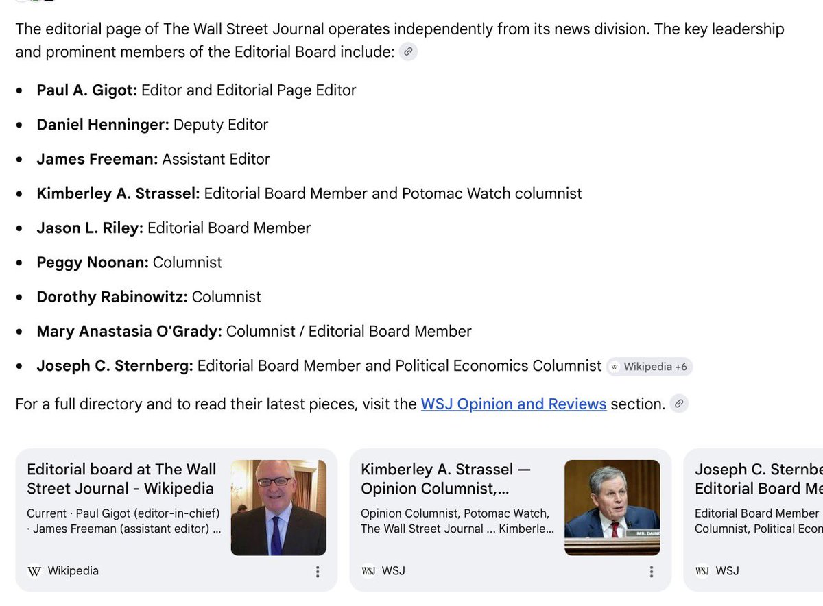 wallyrashid's tweet photo. @WSJopinion This is the “editorial board” of WSJ for those interested: https://t.co/FQ2MOYf16m