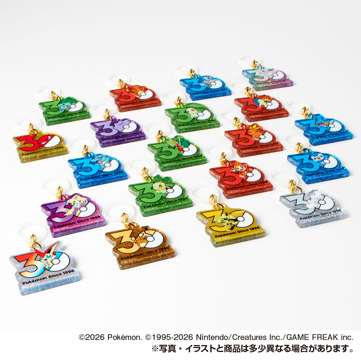 INSIDEjp's tweet photo. 『ポケモン』30周年のメモリアルチャームが胸アツ！「ヒトカゲ」「チコリータ」たち御三家や、幻のポケモンも揃えた全20種
https://t.co/hEd6zySoj5 https://t.co/L2DzcQCzBZ