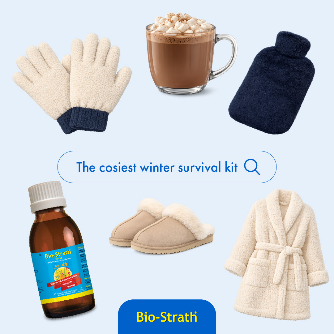 BioStrath_SA's tweet photo. The key to surviving winter is having a survival kit with essential items. 

Don’t forget to include Bio-Strath® Syrup! 

With 61 nutrients, it supports the immune system and overall well-being. https://t.co/vgOg0xqqjY