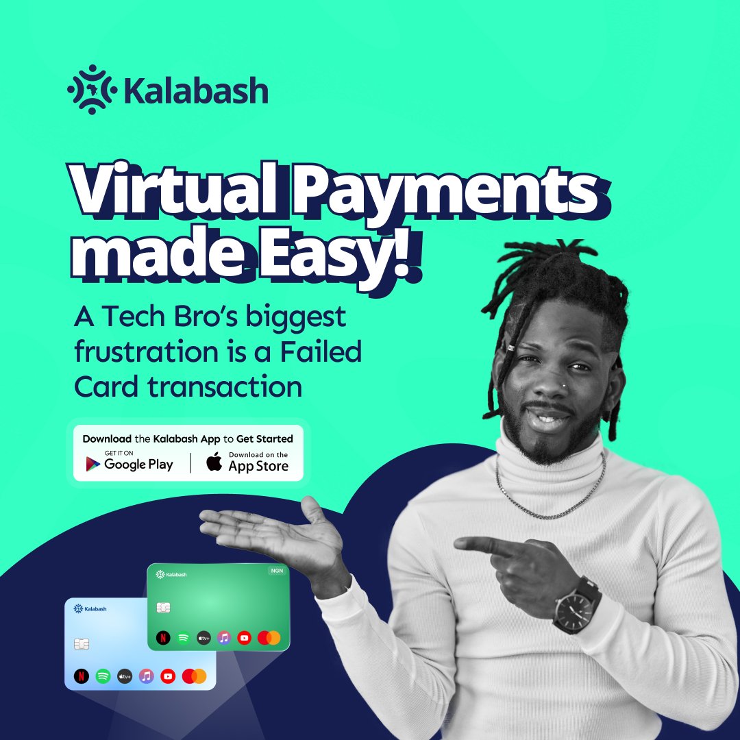 Kalabash54's tweet photo. One card for every online purchase you make. The Kalabash virtual dollar card handles Netflix, Spotify, Apple Music and more and also lets you shop globally without a single decline. 

Fund with Naira. Spend in USD. 

Get the Kalabash virtual card now!