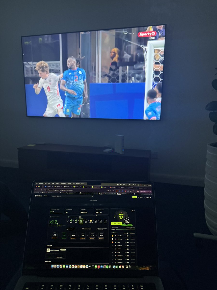 skantan_xvii's tweet photo. There’s something different about this World Cup. 

Watching the game is exciting. Trading every goal, corner and momentum shift on @trylimitless makes it even better.

You’re not just supporting your team, you’re earning XP, climbing the leaderboard, and competing for rewards.

And now there’s another way to win… 

$5,000 UP FOR GRABS. 5 WINNERS. $1,000 EACH.

Predict the winners of all 11 World Cup matches, trade every prediction ($10 per market), and the 5 most accurate predictors will each win $1,000.

This World Cup isn’t just being watched… it’s being traded. ⚽📈🔥