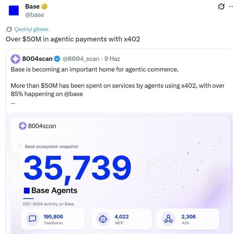 0xkopil's tweet photo. 🚨 HERKES YAPIYOR SEN HÂLÂ BAKIYOR MUSUN? $BASE’DE BÜYÜK ŞEYLER DÖNÜYOR 👀

Timeline’a iyi bak…
Agent + x402 yapanlar çoğaldı fark ettin mi?

35.000+ kişi çoktan girmiş bile.
Bu sayı boşuna artmıyor.

En kötü senaryo ne biliyor musun?
👉 Airdrop gelir… sen sadece izlersin.

Ben riske atmamak için gidip yaptım.
Toplam 5 dakika sürüyor.

Yapmak isteyenler için:

1️⃣ Deploy agent  ID oluştur → https://t.co/GTepUjKdQn

2️⃣ Auto Agent kur → https://t.co/qPjv0HNIyB

3️⃣ x402 dene → https://t.co/pNVm9toQQB / https://t.co/7w5bW7IbN8

🔥 Şu an konuşulan tek şey bu:
AI Agent + x402

Geç kalmak diye bir şey yok…
ama geç fark etmek var.
