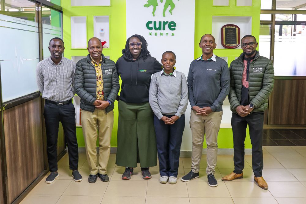 CURE_Kenya's tweet photo. Machakos Orthopedic Clinic Director and former CURE Kenya surgeon Dr. Levis Nguku, Co-Director Dr. Speciosa Nguku, and their administrator, Simeon Masai, paid a short visit to CURE Kenya. CURE Kenya ED Nelson, Medical Director Dr. Theuri, and Nursing Director Lydia hosted them https://t.co/eF1JvgPebQ