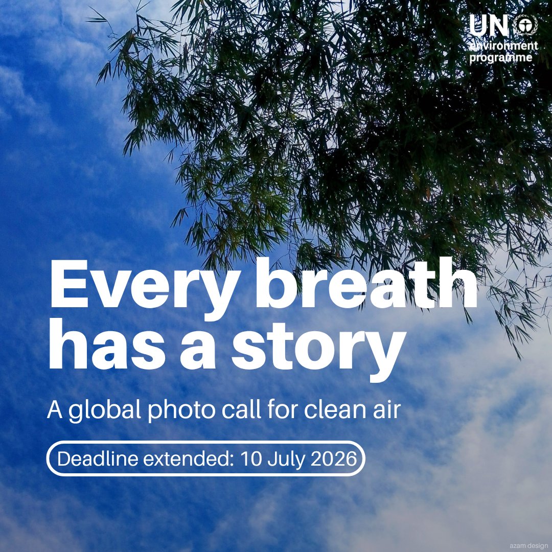 UNEP's tweet photo. Deadline extended!

Air pollution is invisible, but its impacts aren't.

We're calling for photos to document its sources, impacts & solutions that bring cleaner air to communities globally.

Selected entries will be featured for the International Day of Clean Air.

📸 Submit your photos https://t.co/5ivNQ94GkT