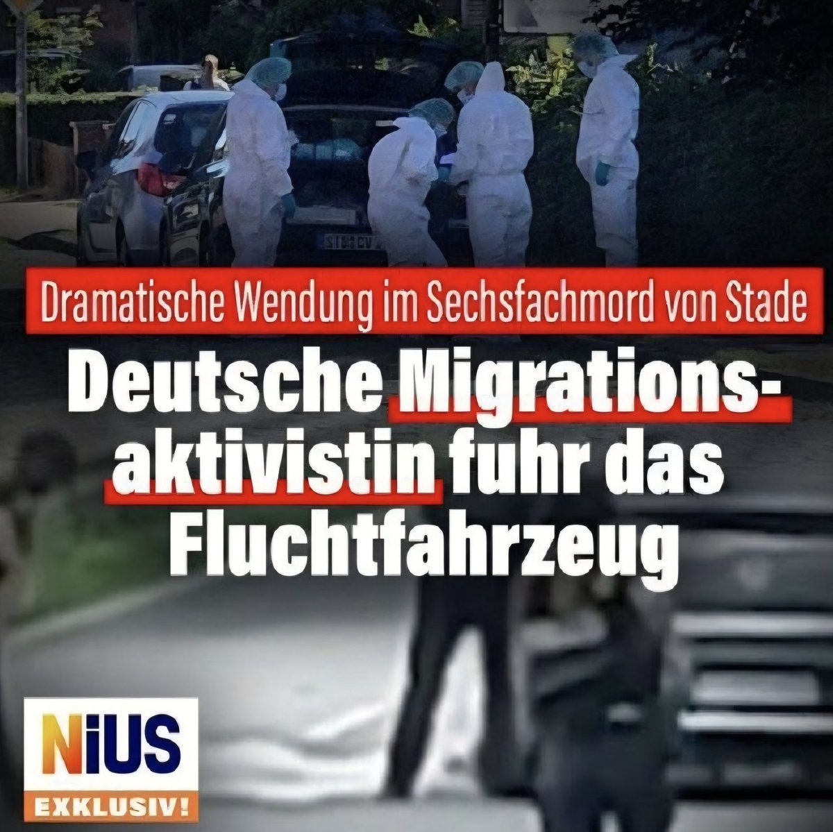 DBSFeld's tweet photo. Sechsfach-Mord in Stade.
65jährige Migrationsberaterin fuhr den Fluchtwagen des türkischen Killers.
Eine "NGO-Migrationsaktivistin" als Fluchthelferin! https://t.co/gvNBQ0zk8d