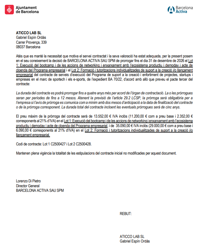 josep_moragas's tweet photo. Per cert, com alguns apunteu aquesta empresa (Aticco) ha rebut:

- 27.500€ del govern de Catalunya en contractes menors per "Serveis d'assessorament"
- 97.700€ de l'Ajuntament de Barcelona per "serveis d'execució i dinamització" a través de BCN Activa, amb diverses pròrrogues https://t.co/Tb7MfwSzps