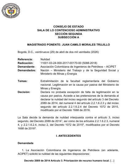 articulo20's tweet photo. SENTENCIA RECOMENDADA 🗣
#Contencioso #Minero
Prioridad de contratar personal de municipios en los que se desarrollen proyectos mineros y petroleros no incluye áreas para personal calificado
RAD: 11001-03-24-000-2017-00170-00 (5088-2018) https://t.co/Ghl8T7lW6K