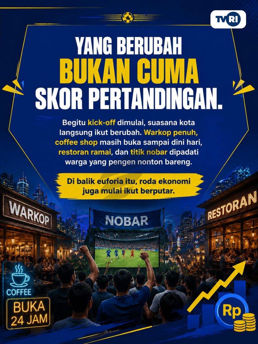 zonaindoupdate's tweet photo. Kadang, dampak terbesar Piala Dunia justru nggak terjadi di stadion. Tapi di kota-kota yang tetap hidup semalaman karena jutaan orang menikmati euforianya bersama. ⚽🌃 https://t.co/r78qTy1tDo