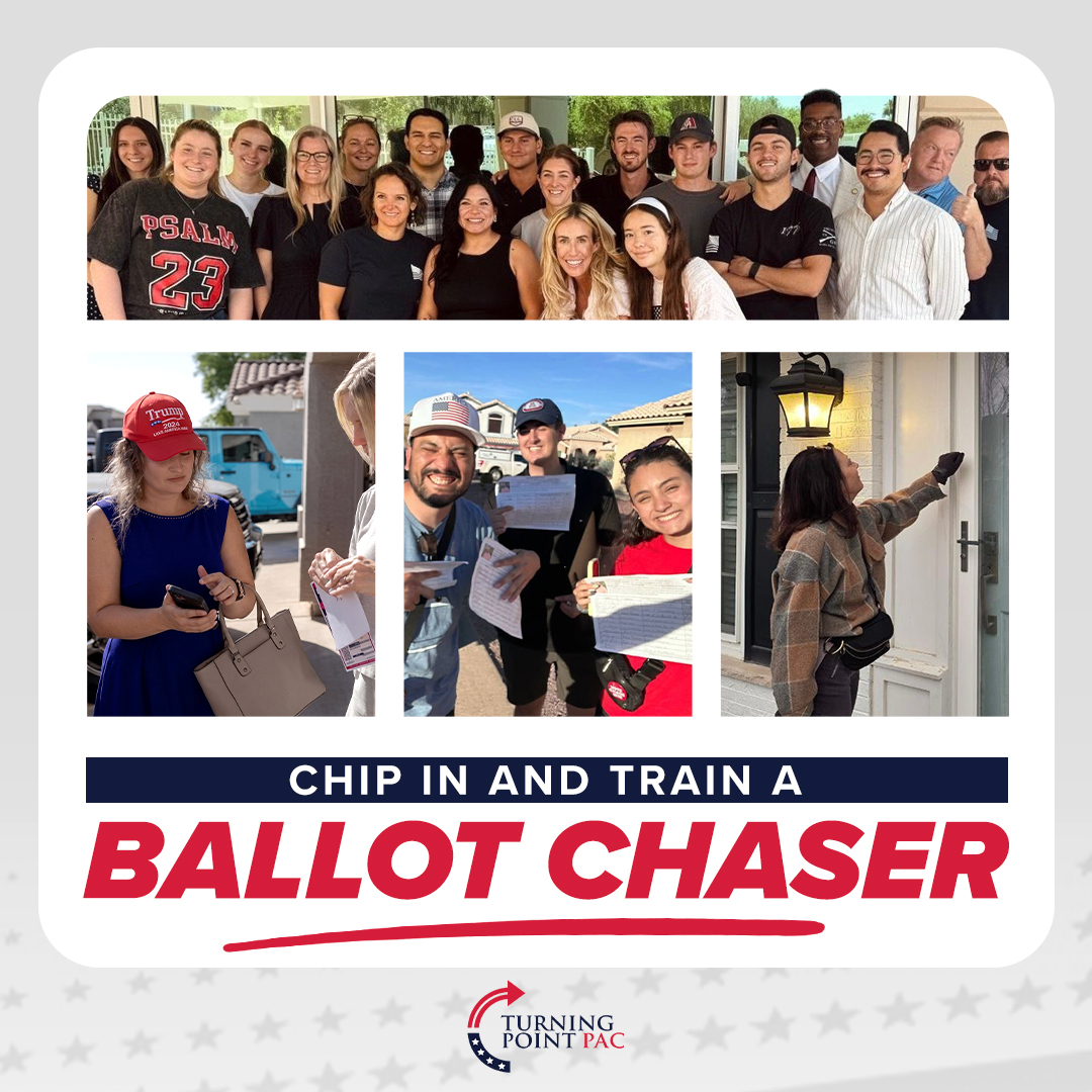 turningpointpac's tweet photo. We're training ballot chasers across the country, but we can't do it without you. Chip in today and help us grow our ground game.