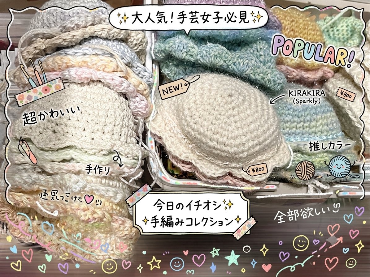 chelnuinui's tweet photo. 大量に帽子を編んでるけど、糸処理と装飾が追いつきません…💦 https://t.co/BNdmPHRsaI